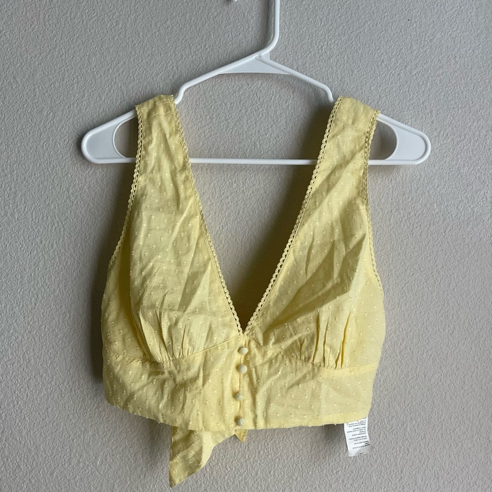 cotton on yellow cottagecore crop top